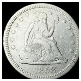 1858 Seated Liberty Quarter LIGHTLY CIRCULATED