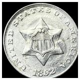 1852 Silver Three-Cent Piece CHOICE BU