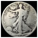 1918-S Silver Walking Liberty Half Dollar NICELY C