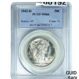 1943-D Walking Liberty Half Dollar PCGS MS66