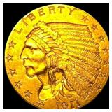 1911 Indian Head Gold $2.50 Quarter Eagle UNCIRCUL