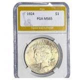 1924 Silver Peace Dollar PGA MS65