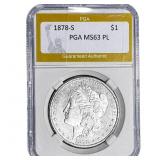 1878-S Morgan Silver Dollar PGA MS63 PL