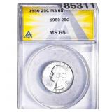 1950 Washington Silver Quarter ANACS MS65