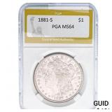 1881-S Morgan Silver Dollar PGA MS64