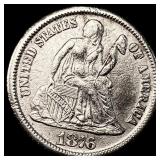 1876-CC Silver Seated Liberty Dime CLOSELY UNCIRCU