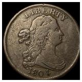 1804 Copper Half Cent Draped Bust ABOUT UNCIRCULAT