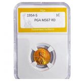 1954-S Wheat Cent PGA MS67 RD