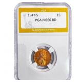 1947-S Wheat Cent PGA MS66 RD