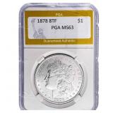 1878 8TF Morgan Silver Dollar PGA MS63