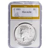 1921 Silver Peace Dollar PGA AU58