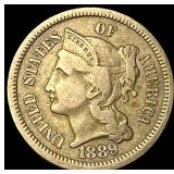 1889 Nickel Three-Cent Piece LIGHTLY CIRCULATED