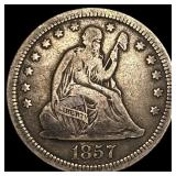 1857 Seated Liberty Silver Quarter LIGHTLY CIRCULA