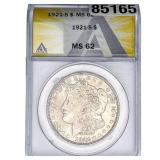 1921-S Morgan Silver Dollar ANACS MS62