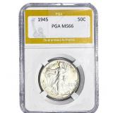 1945 Walking Liberty Half Dollar PGA MS66
