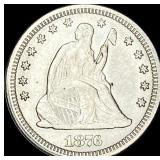 1876-CC Silver Seated Liberty Quarter Dollar  CLO