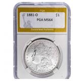 1881-O Morgan Silver Dollar PGA MS64