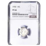 1950 Mercury Silver Dime NGC PF66