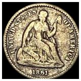 1861 Silver Seated Liberty Half Dime NICELY  CIRC