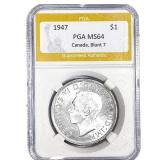 1947 Canada Silver Dollar PGA MS64 Blunt 7