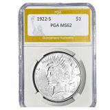 1922-S Silver Peace Dollar PGA MS62