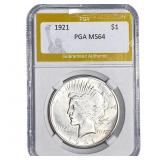 1921 Silver Peace Dollar PGA MS64