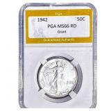 1942 Walking Liberty Half Dollar PGA MS66 RD