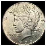 1928 Silver Peace Dollar CLOSELY UNCIRCULATED