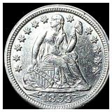 1853 Arrows Seated Liberty Silver Dime CHOICE AU