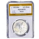 2021Mo Mexico Silver 1/2 Onza PGA MS70