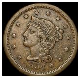 1854 Braided Hair Large Cent ABOUT UNCIRCULATED