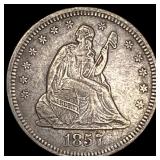 1857-O Seated Liberty Silver Quarter NEARLY  UNCI