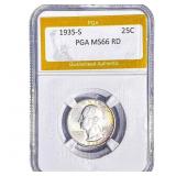 1935-S Washington Silver Quarter PGA MS66 RD