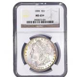 1890 Morgan Silver Dollar NGC MS63+