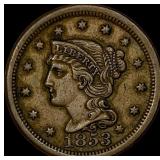 1853 Braided Hair Large Cent CLOSELY  UNCIRCULATE