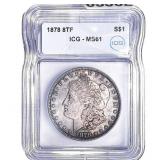 1878 8TF Morgan Silver Dollar ICG MS61