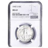 1945-S Walking Liberty Half Dollar NGC MS63