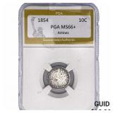 1854 Seated Liberty Dime PGA MS66+ Arrows