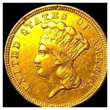 1854 $3 Gold Indian Princess Head CLOSELY UNCIRCUL