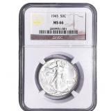 1945 Walking Liberty Half Dollar NGC MS66