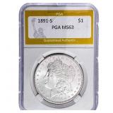 1891-S Morgan Silver Dollar PGA MS63