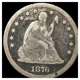 1876-CC Silver Seated Liberty Quarter LIGHTLY CIRC