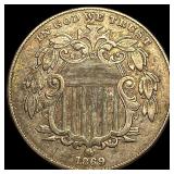 1869 Shield Nickel CHOICE AU