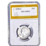 1938-S Washington Silver Quarter PGA MS64