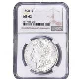 1890 Morgan Silver Dollar NGC MS62