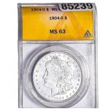 1904-O Morgan Silver Dollar ANACS MS63