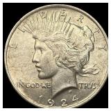 1924 Silver Peace Dollar CLOSELY UNCIRCULATED