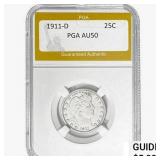 1911-D Barber Quarter PGA AU50