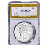 1921 Silver Peace Dollar PGA MS64