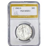1942-S Walking Liberty Half Dollar PGA MS65+